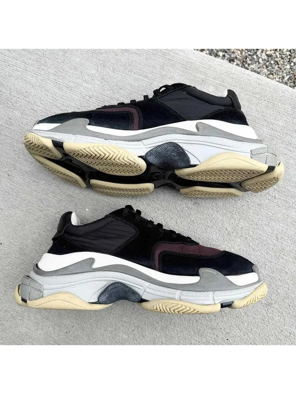 Balenciaga Triple S 2.0 Sneakers Size EU 42 US 9 Black Burgundy Nylon $1,090